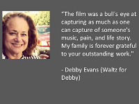 03  People who saw the film were very impressed, such as Debby Evans who attended two of the initial showings in Louisiana